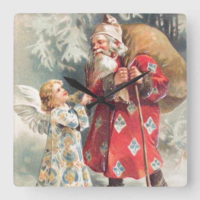Santa's Best Christmas Wishes Square Wall Clock (Front)