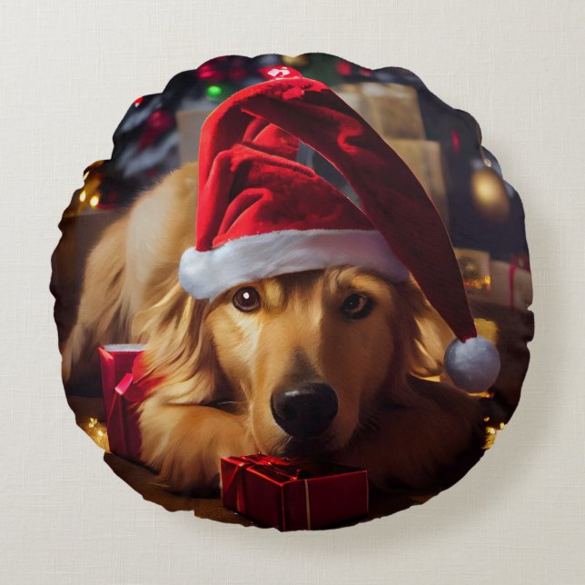 Santa's Best Friend Round Cushion (Front)