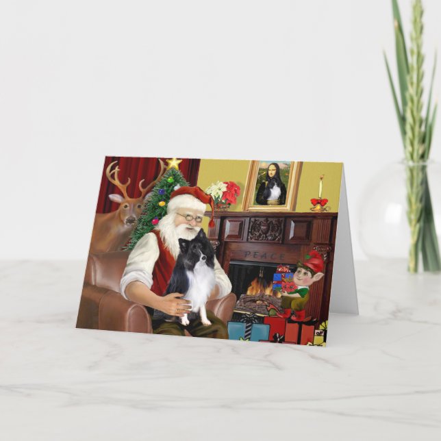 Santa's Bi Black Sheltie Holiday Card (Front)