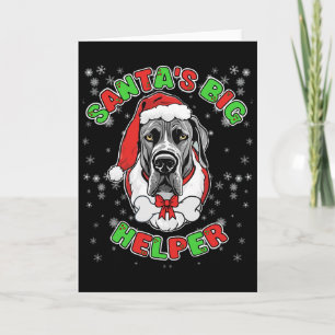 Santa's Big Helper Great Dane Dog Lover Christmas Card