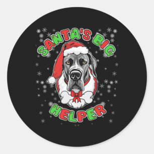 Santa's Big Helper Great Dane Dog Lover Christmas  Classic Round Sticker