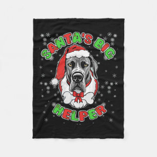 Santa's Big Helper Great Dane Dog Lover Christmas  Fleece Blanket