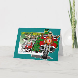 Santa's Biker Helper Bubba Claus Holiday Card