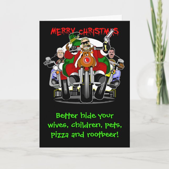 Santa's Biker Helpers Holiday Card (Front)