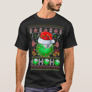 Santas Billiard Ball Xmas Tree Lights Ugly Christm T-Shirt