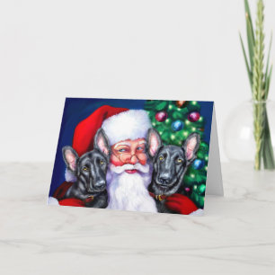 Santa's Black German Sheperd Dogs Holiday Card