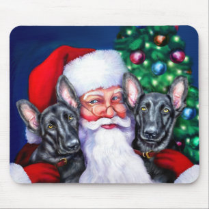 Santa's Black German Sheperd Dogs Mouse Mat