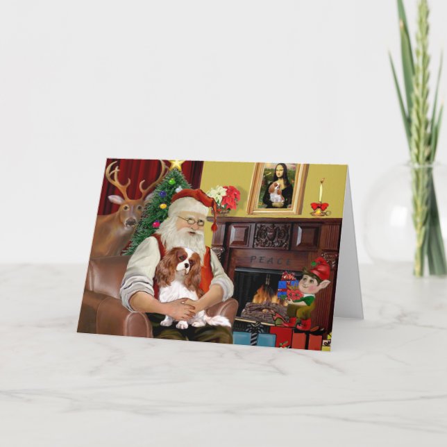 Santa's Blenheim Cavalier Holiday Card (Front)
