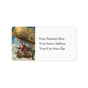 Santa's Blimp Vintage Address Label