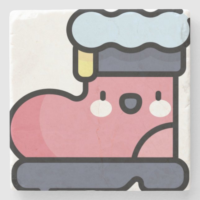 santa's boot stone coaster (Front)