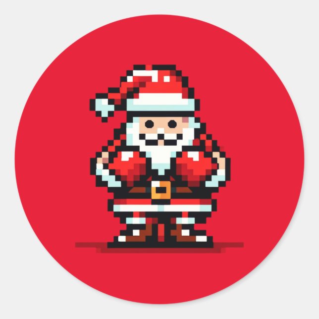 Santa's Boxing Match - Holiday Showdown Classic Round Sticker (Front)