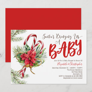 Santa's Bringing Us A Baby Christmas Baby Shower Invitation