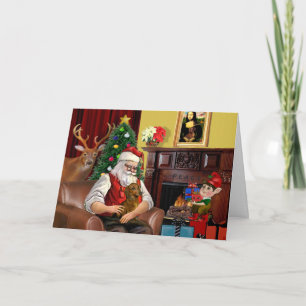 Santa's Brown/Red Dachshund Holiday Card