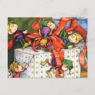 Santa's Busy Elves on Christmas  Postcard