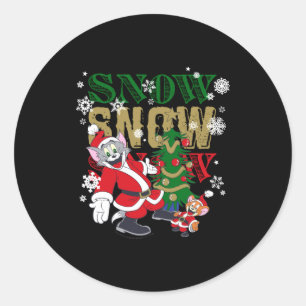 Santas By The Tree _1  Classic Round Sticker