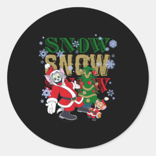 Santas By The Tree  Classic Round Sticker