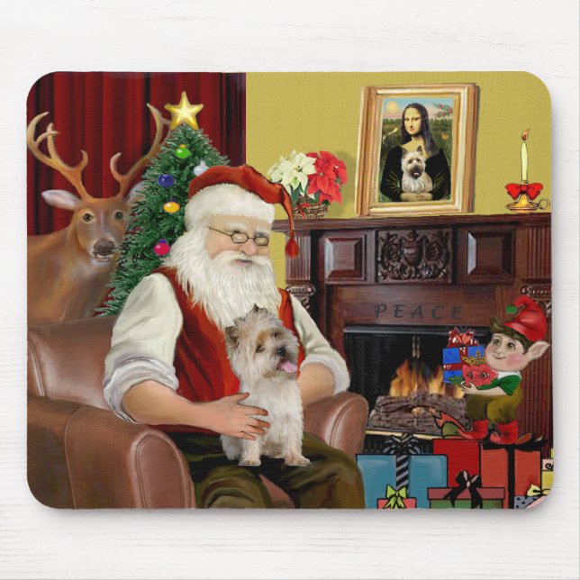 Santa's Cairn Terrier Mouse Mat (Front)
