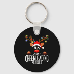 Santa's Cheerleading Reindeer Funny Xmas Matching Key Ring