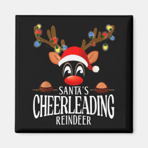 Santa's Cheerleading Reindeer Funny Xmas Matching Magnet