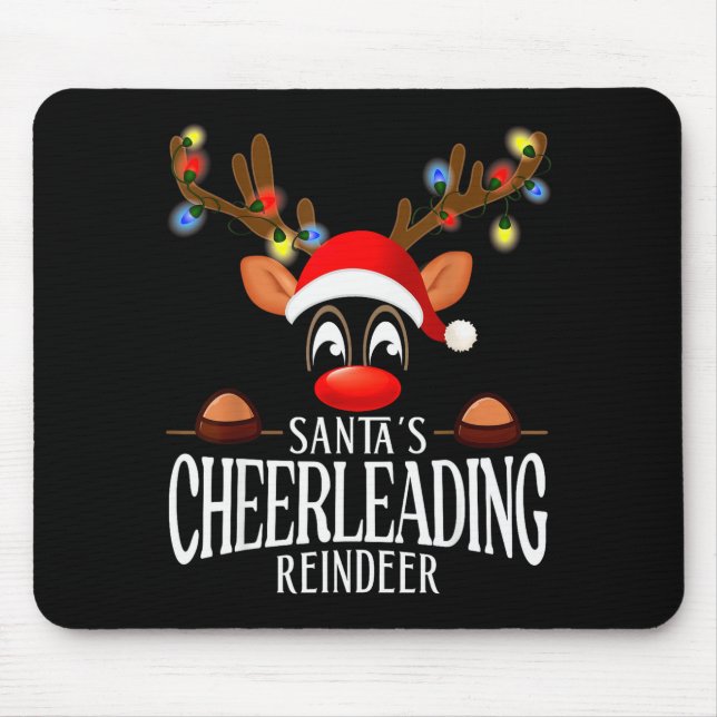 Santa's Cheerleading Reindeer Funny Xmas Matching  Mouse Mat (Front)