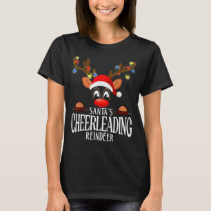 Santa's Cheerleading Reindeer Funny Xmas Matching  T-Shirt