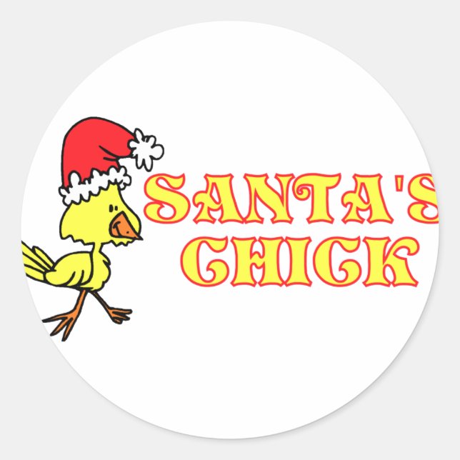 Santas Chick Classic Round Sticker (Front)
