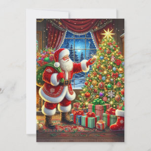 Santa's Christmas Eve The Night of Joyful Gifts Holiday Card