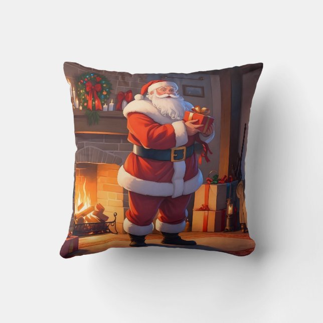 Santa's Christmas Eve Visit Cushion (Back)