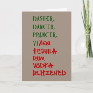 Santa's Christmas Funny Reindeer Drinking Names Card