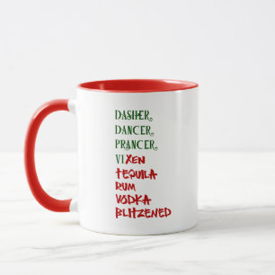 Santa's Christmas Funny Reindeer Drinking Names Mug
