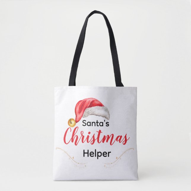Santa's Christmas Helper Customizable Tote Bag (Front)
