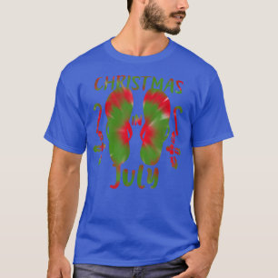 Santas Christmas in July Flipflops and Candy Canes T-Shirt