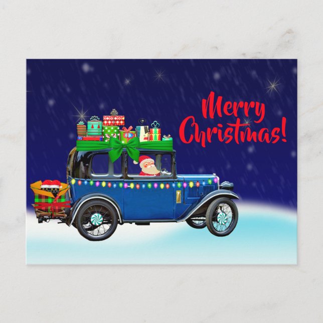 Santa's Christmas Mobile Holiday Postcard (Front)
