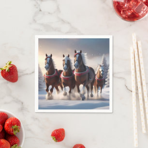 Santas Christmas Snow Horses, Napkin