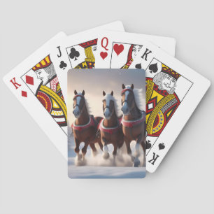 Santas Christmas Snow Horses,  Playing Cards