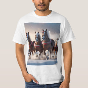 Santas Christmas Snow Horses, T-Shirt