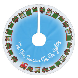 Santa's Christmas Train Brushed Polyester Tree Skirt