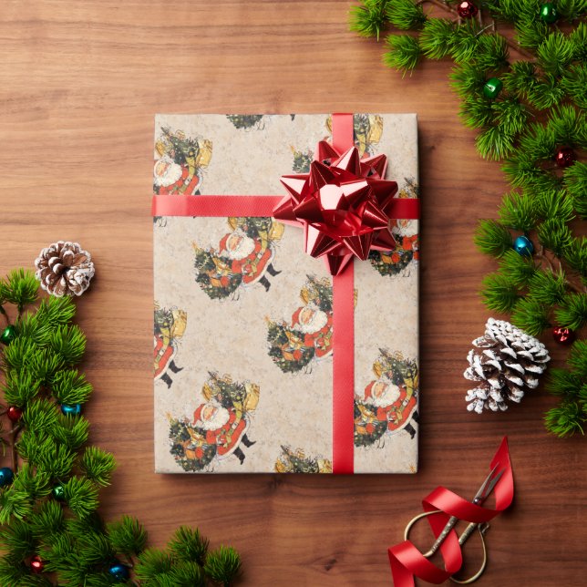 Santa's Christmas Trees Wrapping Paper (Holiday Gift)