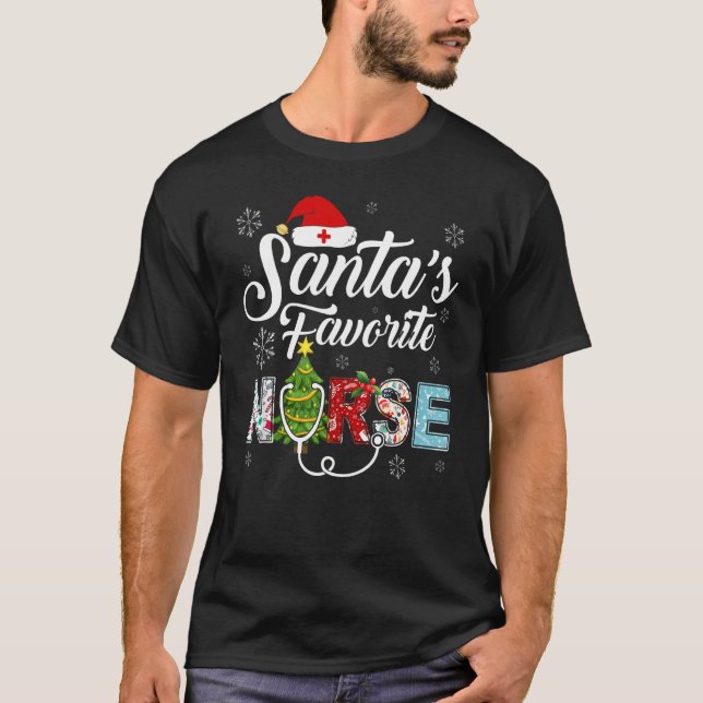 Santa's Claus Favorite Nurse Santa Stethoscope Chr T-Shirt (Front)