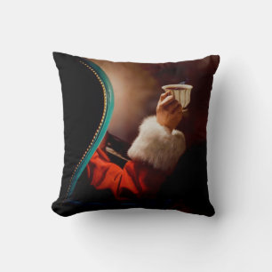Santa's Coffee Break Vintage Cushion