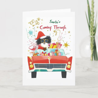 Santa's Coming Through | Black Christmas Greeting  Holiday Card