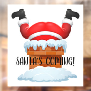 Santa's Coming Window Cling