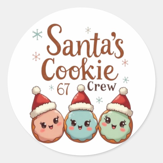 Santa's Cookie 67 Crew Classic Round Sticker (Front)