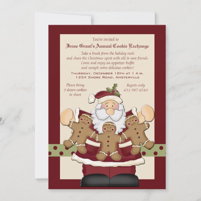 Santa's Cookie Exchange Invitation Card (Front)