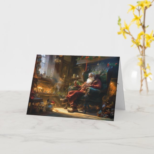 Santa's Cosy Christmas Break Card (Yellow Flower)