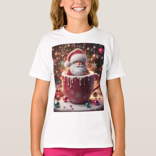 Santa's Cosy Cup T-Shirt (Front)