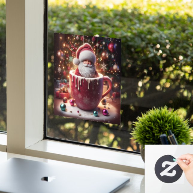 Santa's Cosy Cup Window Cling (Office)