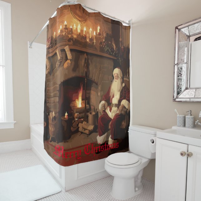 Santa's Cozy Nook Shower Curtain (In Situ)