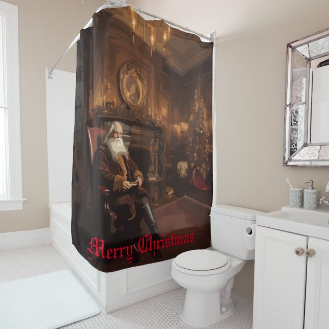 Santa's Cozy Nook Shower Curtain (In Situ)