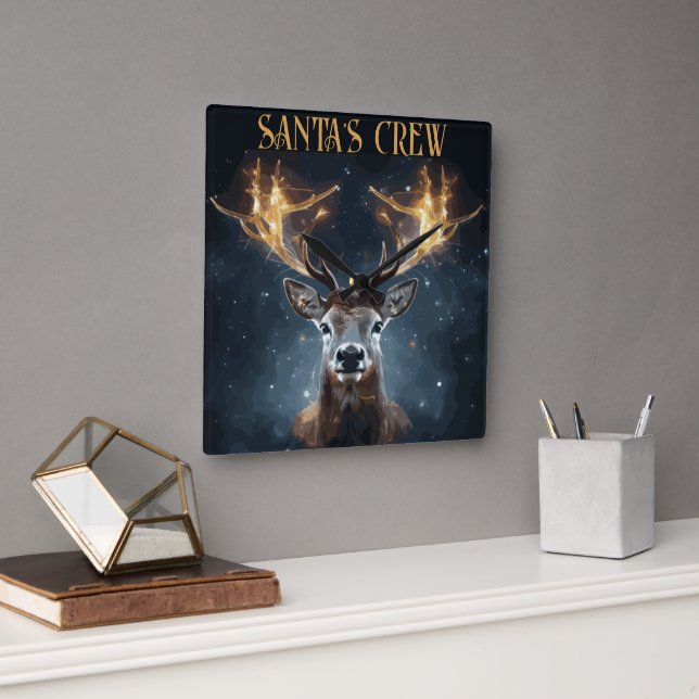 Santa's Crew  Square Wall Clock (Office)